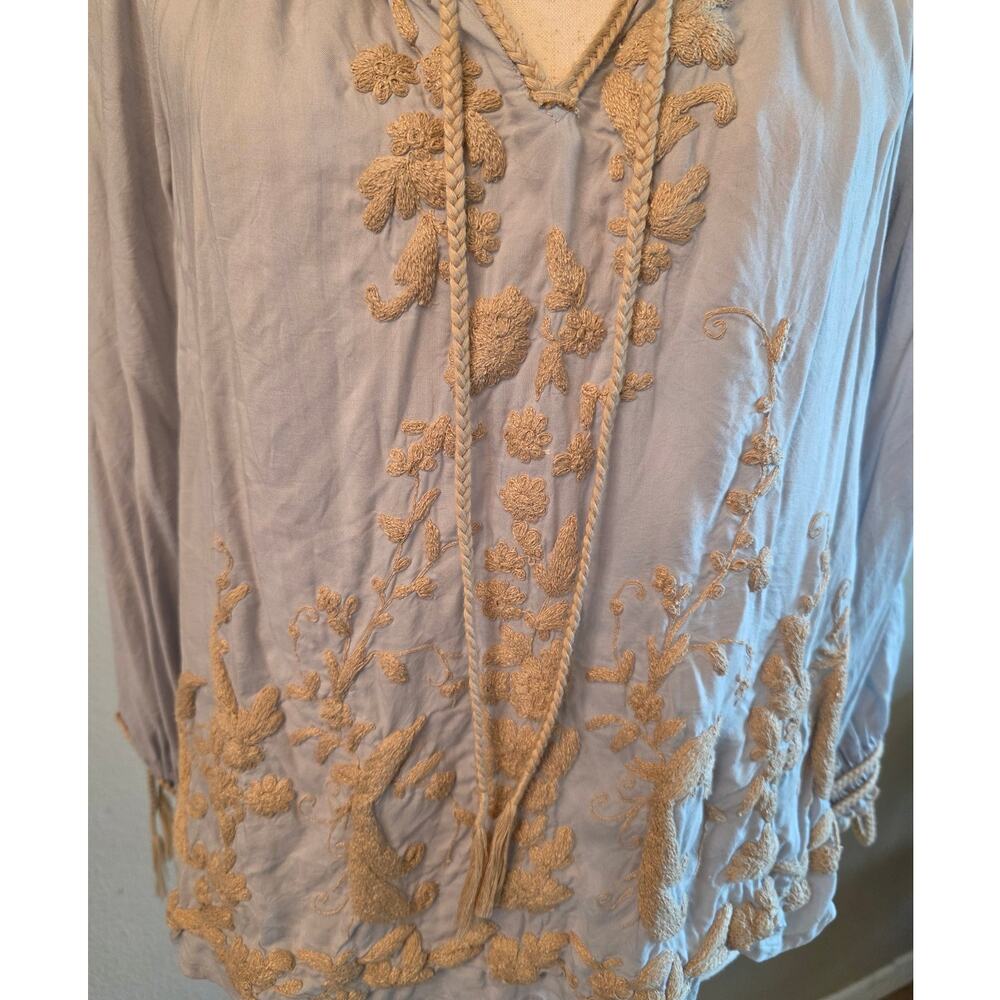 Lucky Brand Women's Embroidered Peasant Top SZ XS - Picture 3 of 5